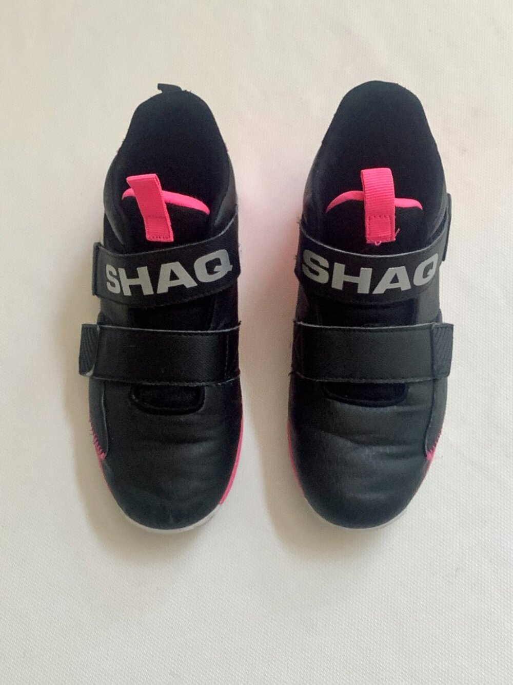 SHAQ Sneaker Shoes Sz 5 Black & Pink Hook & Loop Closure Woman or Girls Trendy